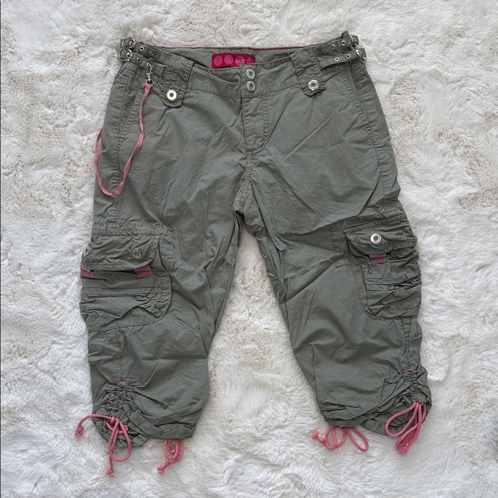 Y2K Stylish GLO Utility Candy Raver Cargo Capri Pants